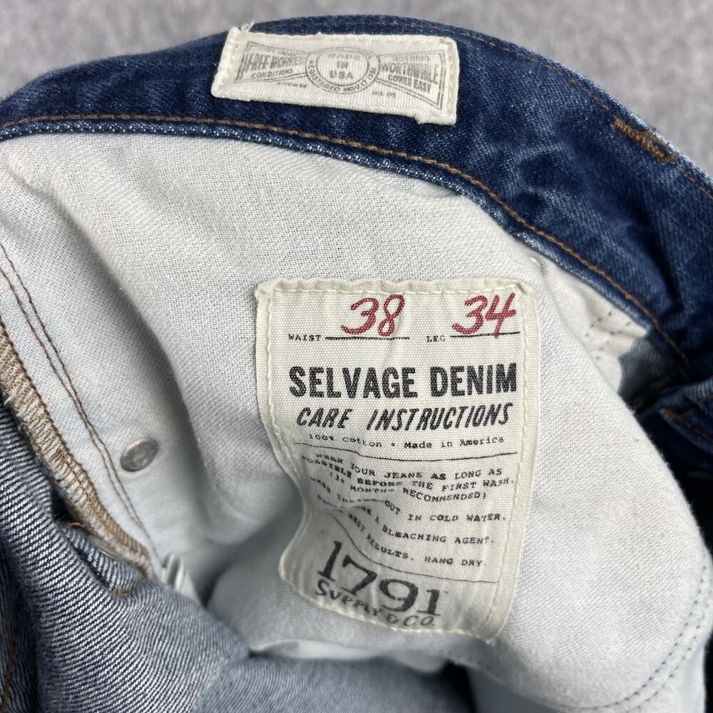 1791 Supply Co Selvedge Jeans Mens 38x29 Classic Leg Dark Wash Button Fly USA* - Picture 12 of 16